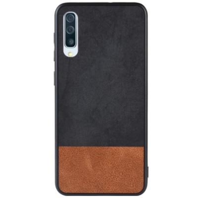 Samsung Galaxy A70 (A705F) „Bi-Color“ Splicing brūns, melns ādas apvalks / Vacins.lv