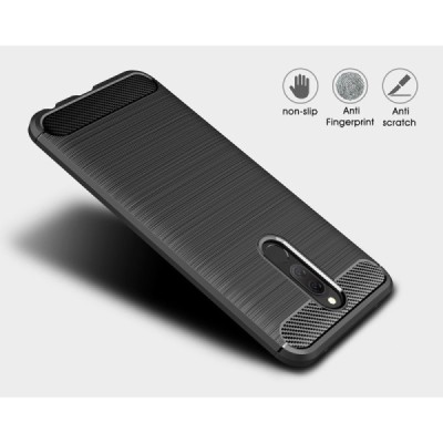 Xiaomi Redmi 8 (Redmi 8A) Carbon cieta silikona (TPU) melns vāciņš | Vacins.lv