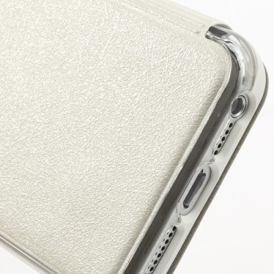 Smėlinis „Kingpad“ atverčiamas „S-View“ stiliaus Apple iPhone SE (5, 5s) dėklas (dėkliukas) / Priedai.lt