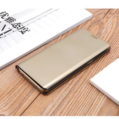 Samsung Galaxy Note 8 (N950F) plastmasas atvērams zelta ādas maciņš | Vacins.lv