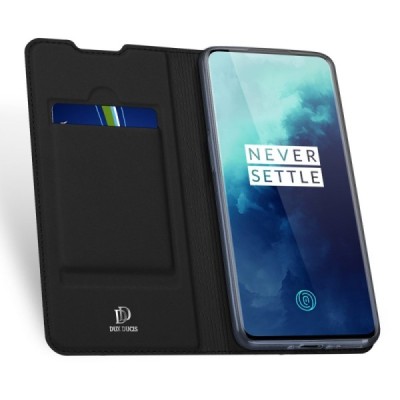 OnePlus 7T Pro Dux Ducis Skin sērijas melns ādas atvērams maciņš | Vacins.lv