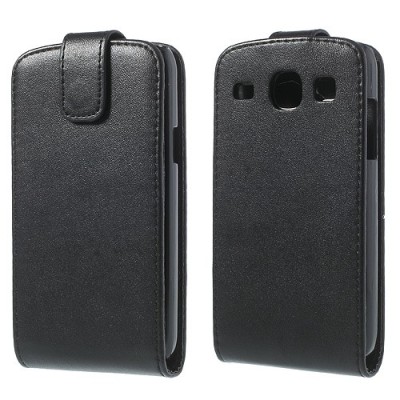 Samsung Galaxy Core klasikinis atverčiamas juodas odinis dėklas / Priedai.lt