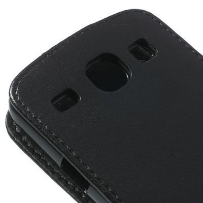 Samsung Galaxy Core klasikinis atverčiamas juodas odinis dėklas / Priedai.lt