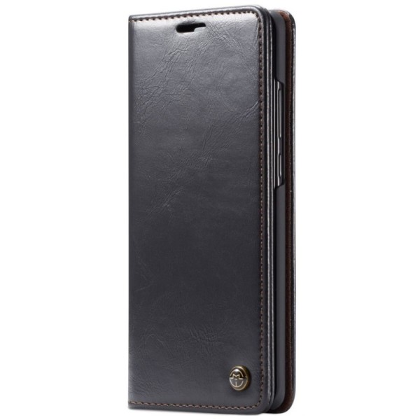 „CaseMe“ solīds atvēramais ādas maciņš - melns (Galaxy A70)