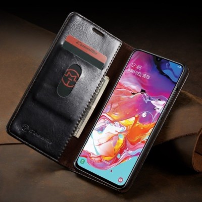 Samsung Galaxy A70 (A705F) CaseMe solīds atvēramais ādas melns maciņš - maks | Vacins.lv