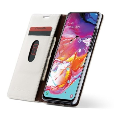 Samsung Galaxy A70 (A705F) CaseMe solidus atverčiamas baltas odinis dėklas - knygutė | Priedai.lt