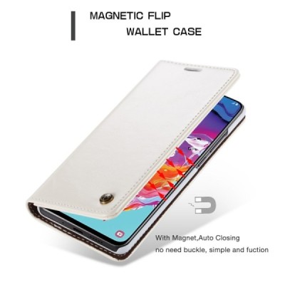 Samsung Galaxy A70 (A705F) CaseMe solidus atverčiamas baltas odinis dėklas - knygutė | Priedai.lt
