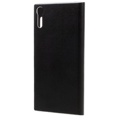 Sony Xperia XZ (XZs) atverčiamas juodas dėklas su langeliu | Priedai.lt