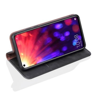 Huawei Honor View 20 (V20) Deluxe ādas atvēramais melns maciņš (maks) | Vacins.lv