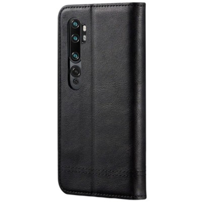 Deluxe atverčiamas juodas odinis Xiaomi Mi Note 10 (10 Pro) dėklas - knygutė | Priedai.lt