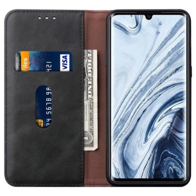 Deluxe atverčiamas juodas odinis Xiaomi Mi Note 10 (10 Pro) dėklas - knygutė | Priedai.lt