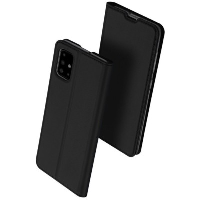 Samsung Galaxy A71 (A715F) Dux Ducis Skin sērijas melns ādas atvērams maciņš | Vacins.lv