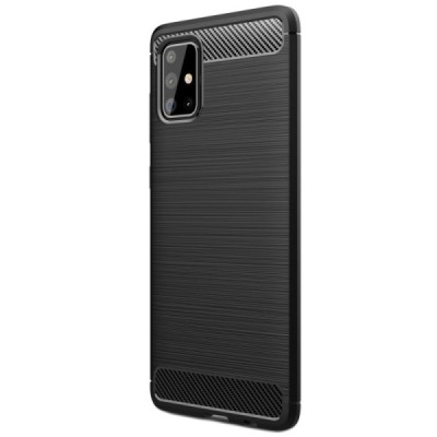 Samsung Galaxy A71 (A715F) Carbon cieta silikona (TPU) melns apvalks | vacins.lv