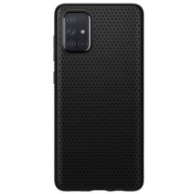 Spigen Liquid Air Samsung Galaxy A71 (A715F) juodas kieto silikono dėklas | Priedai.lt