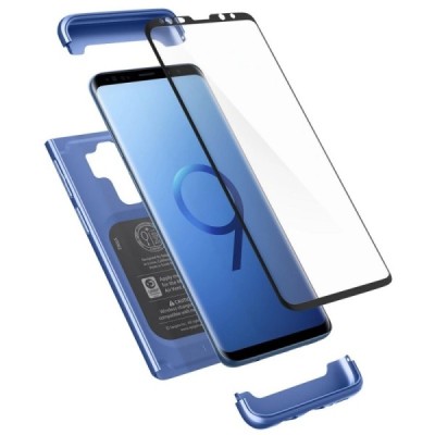 Samsung Galaxy S9+ (G965) Spigen Thin Fit 360 zils futrālis + ekrāna aizsargstikls | Vacins.lv