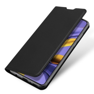 Dux Ducis Skin serijos Samsung Galaxy A51 (A515F) juodas odinis atverčiamas dėklas | Priedai.lt