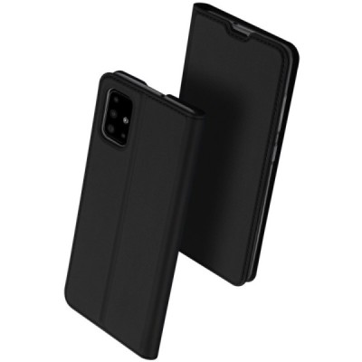 Dux Ducis Skin serijos Samsung Galaxy A51 (A515F) juodas odinis atverčiamas dėklas | Priedai.lt