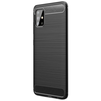 Samsung Galaxy A51 (A515F) Carbon kieto silikono TPU juodas dėklas - nugarėlė | Priedai.lt