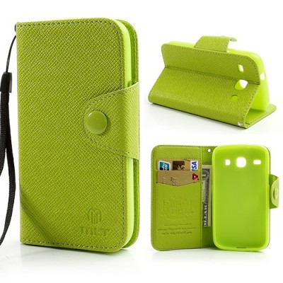 MLT atverčiamas Samsung Galaxy Core žalias dėklas - piniginė / Priedai.lt