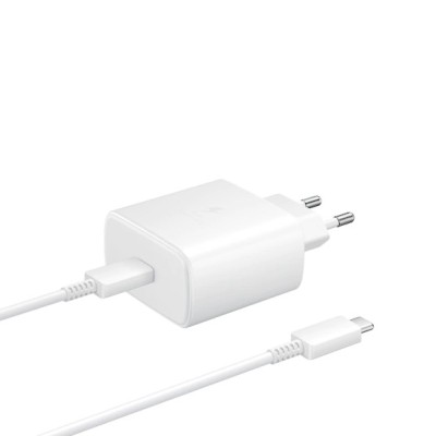 Oriģināls „Samsung“ Super Fast Charging 45W EP-TA845 tīkla lādētājs - balts ar USB Type-C vadu | Vacins.lv