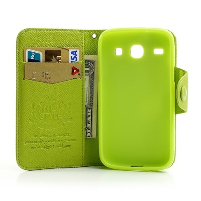 MLT atverčiamas Samsung Galaxy Core žalias dėklas - piniginė / Priedai.lt