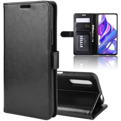 Huawei P Smart Pro 2019 atverčiamas juodas odinis dėklas, knygutė - piniginė | Priedai.lt