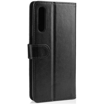 Huawei P Smart Pro 2019 atverčiamas juodas odinis dėklas, knygutė - piniginė | Priedai.lt