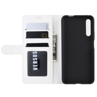 Huawei P Smart Pro 2019 atvēramais ādas balts maciņš, grāmata (maks) | Vacins.lv