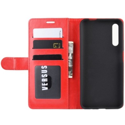 Huawei P Smart Pro 2019 atvēramais ādas sarkans maciņš, grāmata (maks) | Vacins.lv