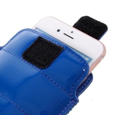 Mėlyna odinė universali Glossy įmautė (XL+ dydis) su kišenėle kortelėms | Priedai.lt