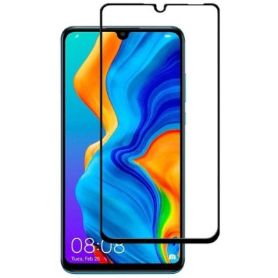 Huawei P30 Lite „Premium“ 9H Tempered Glass sustiprintos apsaugos juodas pilnai dengiantis apsauginis ekrano stiklas 0,2 mm / Pr