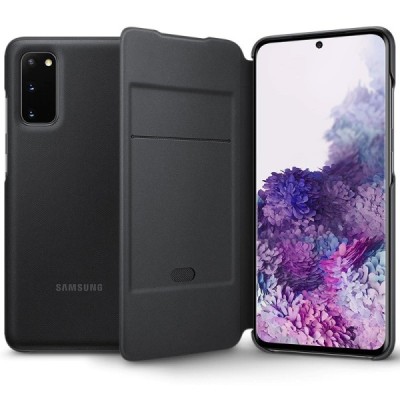 Samsung Galaxy S20 (G980) oficiāls Smart Led View Cover atvērams melns maciņš (maks) | Vacins.lv
