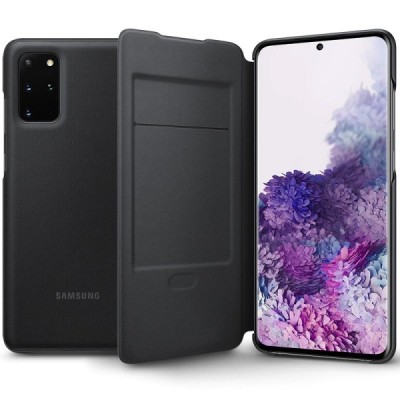 Samsung Galaxy S20+ Plus (G986) oficiāls Smart Led View Cover atvērams melns maciņš (maks) | Vacins.lv