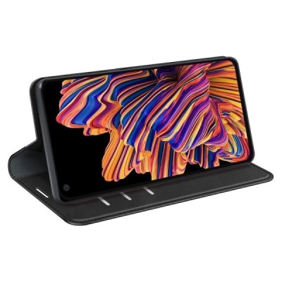 Samsung Galaxy XCover Pro (G715) melns ādas atvērams maciņš ar magnetu | Vacins.lv