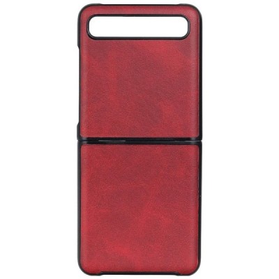 Samsung Galaxy Z Flip (F700) Slim Leather sarkans ādas plastika apvalks | Vacins.lv