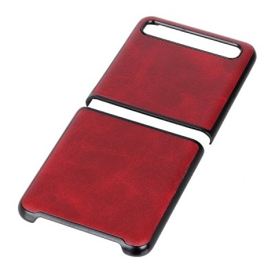 Samsung Galaxy Z Flip (F700) Slim Leather sarkans ādas plastika apvalks | Vacins.lv