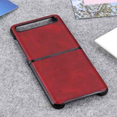 Samsung Galaxy Z Flip (F700) Slim Leather sarkans ādas plastika apvalks | Vacins.lv