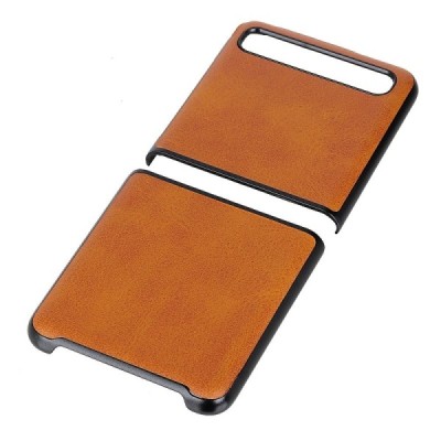 Samsung Galaxy Z Flip (F700) Slim Leather gaiši brūns ādas apvalks | Vacins.lv