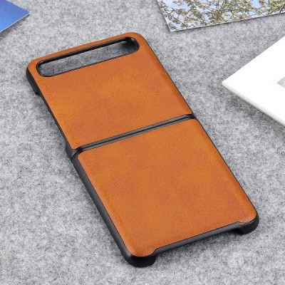 Samsung Galaxy Z Flip (F700) Slim Leather gaiši brūns ādas apvalks | Vacins.lv