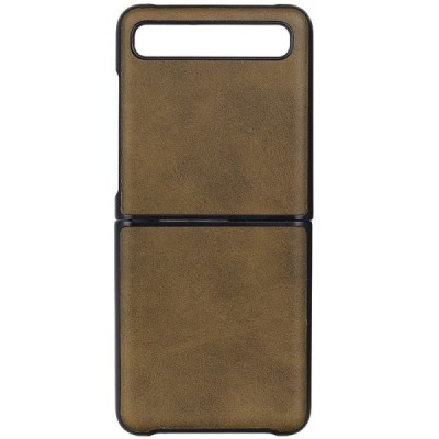 Samsung Galaxy Z Flip (F700) Slim Leather tumši brūns ādas apvalks | Vacins.lv