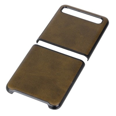 Samsung Galaxy Z Flip (F700) Slim Leather tumši brūns ādas apvalks | Vacins.lv