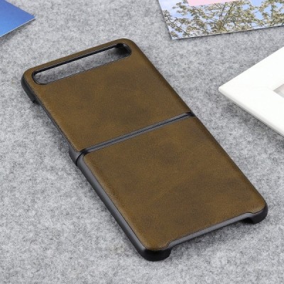 Samsung Galaxy Z Flip (F700) Slim Leather tumši brūns ādas apvalks | Vacins.lv