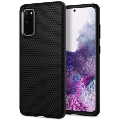 Samsung Galaxy S20 (G980) Spigen Liquid Air juodas kieto silikono dėklas - nugarėlė | Priedai.lt