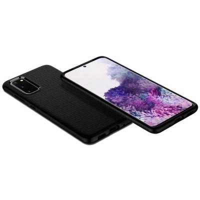 Samsung Galaxy S20 (G980) Spigen Liquid Air melns cieta silikona apvalks | vacins.lv