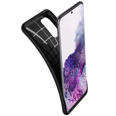 Samsung Galaxy S20 (G980) Spigen Liquid Air melns cieta silikona apvalks | vacins.lv
