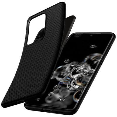Samsung Galaxy S20 Ultra (G988) Spigen Liquid Air juodas kieto silikono dėklas - nugarėlė | Priedai.lt