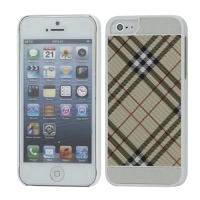 „Burberry“ stiliaus šviesiai rudas Apple iPhone SE (5, 5s) dėklas (dėkliukas) / Priedai.lt