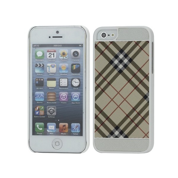 „Burberry“ stiliaus dėklas - šviesiai rudas / baltas (iPhone 5 / 5S / SE 2016)