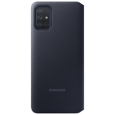 Samsung Galaxy A71 (A715) oficiāls S View Wallet Cover atvērams melns maciņš (maks) | Vacins.lv