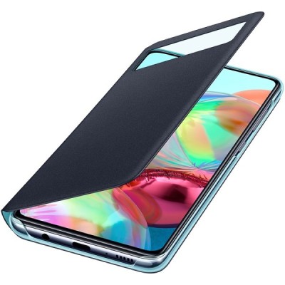 Samsung Galaxy A71 (A715) oficiāls S View Wallet Cover atvērams melns maciņš (maks) | Vacins.lv